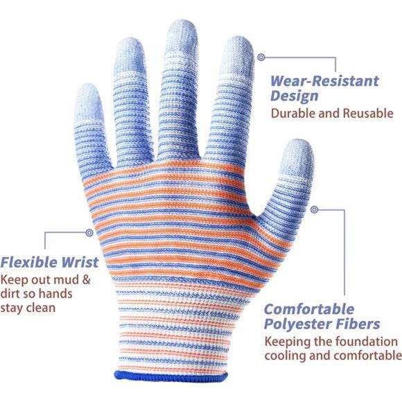 Rubber Gloves - Gardening Gloves 12 Pairs, Breathable Working Gloves - Summer - Picture 3 of 7
